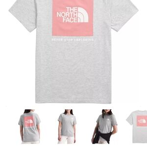📢Looking to Purchase.The North Face Light Gray Tee with Pink Logo